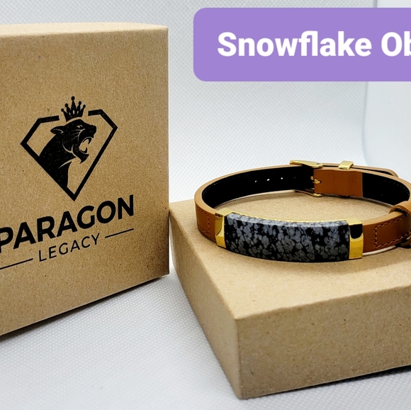 Stainless steel natural stone leather bracelets - Picture 4 of 6